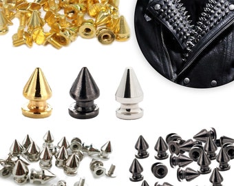 Punk Studs, Screw Back Punk Rivets, Tree Shape Punk Rivets, Gold/Silver Spike Studs, Cone Studs for Jeans, Jackets, Hats, Bracelets