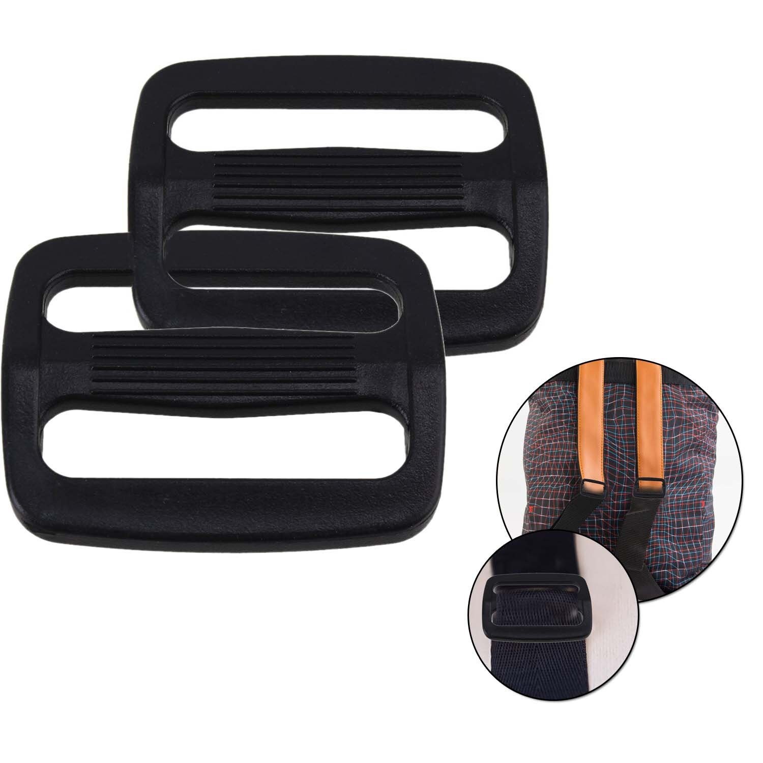 12pcs 1-1/4 Plastic Curve Tri-Glide Slider Adjustable Buckle for Bags  Webbing 30mm Black …