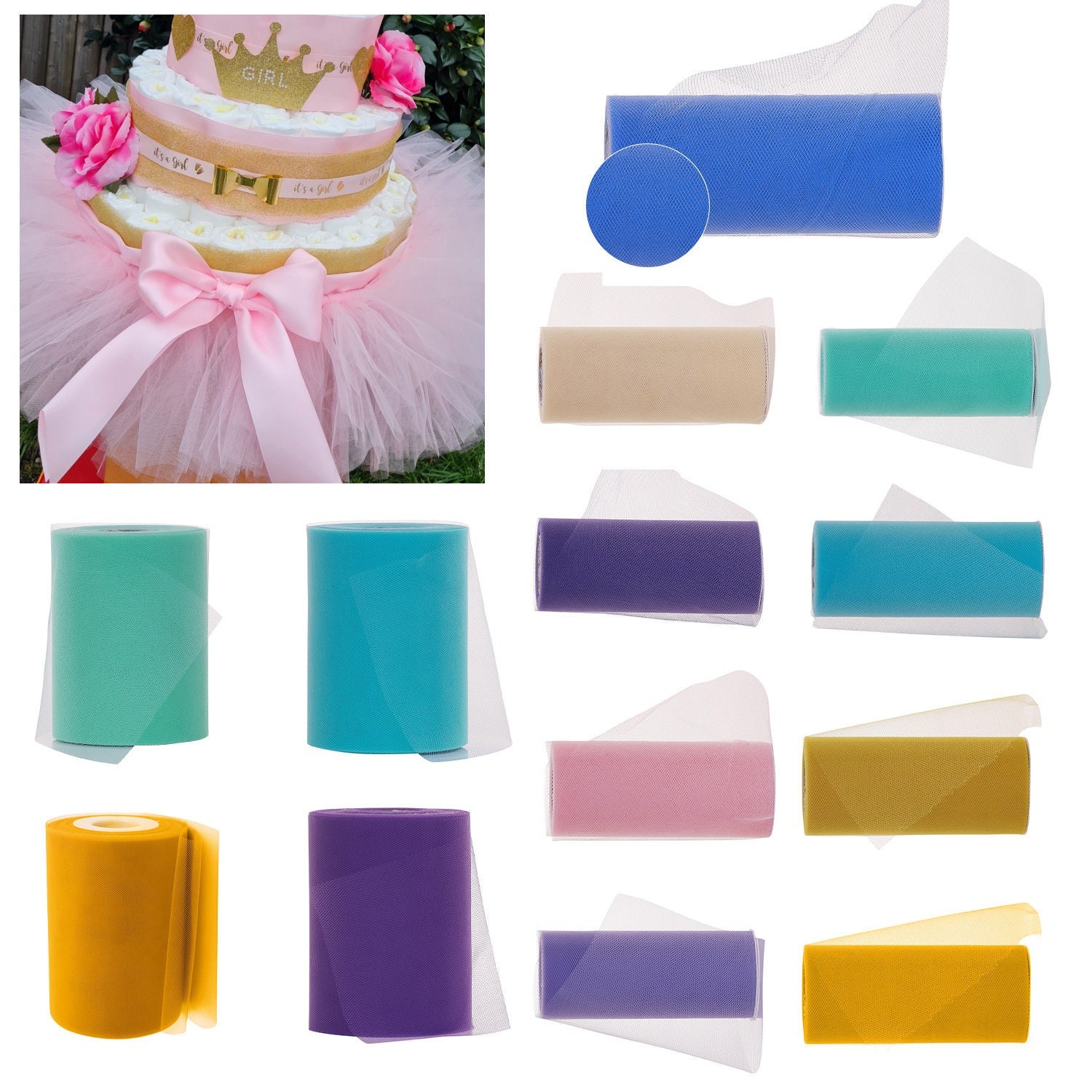 Tulle Fabric Roll 25 Yard and 100 Yard Tulle Fabric Spool, 6 X 25 Yd Tulle  Spool, 6 Inch X 100 Yard Tulle Spool, Wholesale 