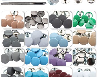 15mm large press studs metal snap fasteners 4 parts with hand fixing tool durable & lightweight for jeans leather sewing projects repair bag