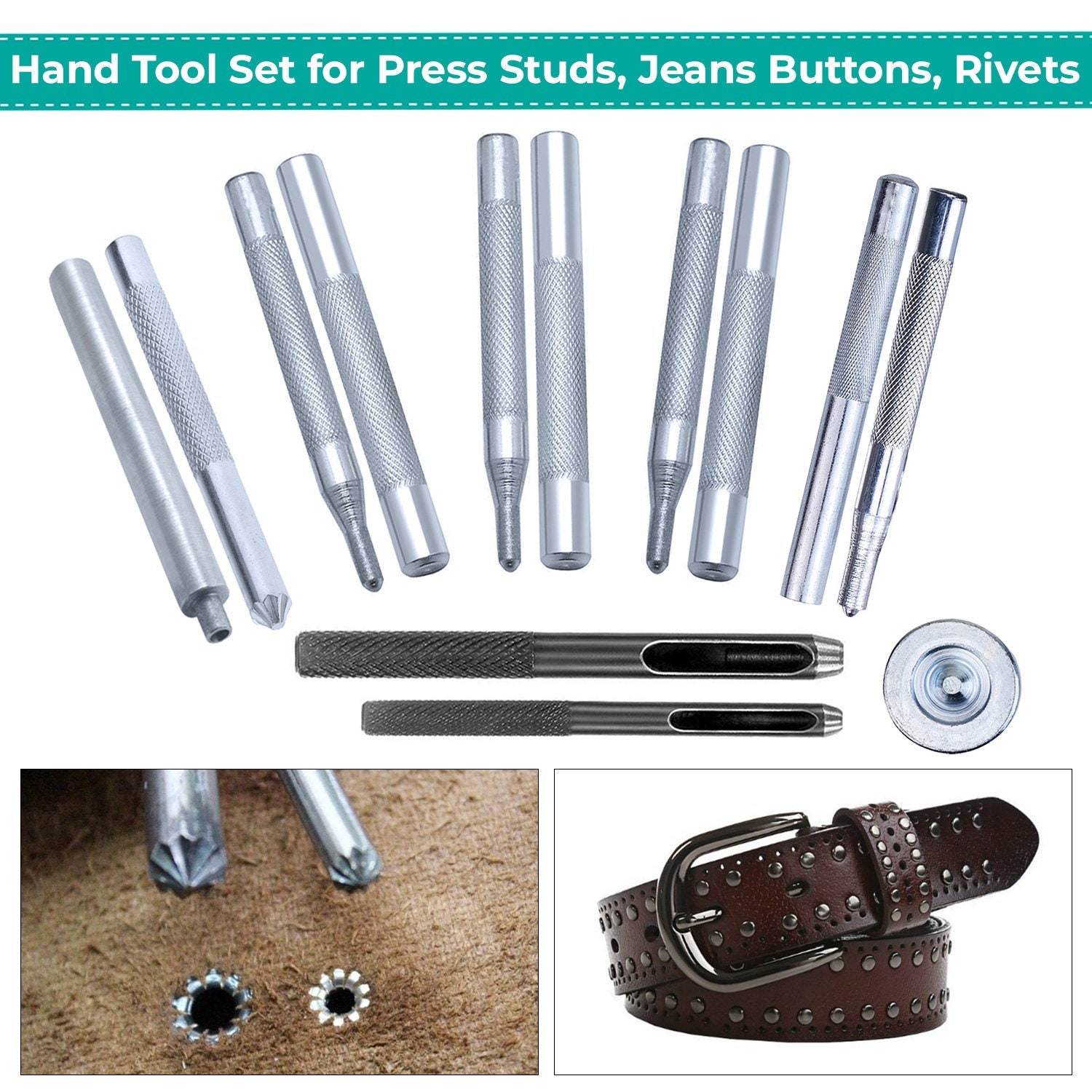 484-piece Leather Rivets Double Cap Rivet Tube Metal Rivets 3 Sizes With  Punching Pliers And 3-part Setting Tool For The Repair Of Leather Craft  Repai