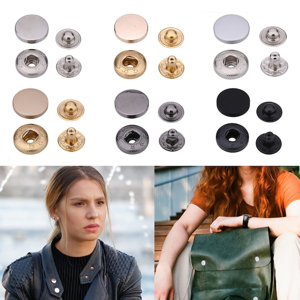 S Spring Press Studs, Snap Fasteners, Snap Press Studs, Cap Snap Buttons for Jackets, Handbags, Purse, Clothing, Leather Craft