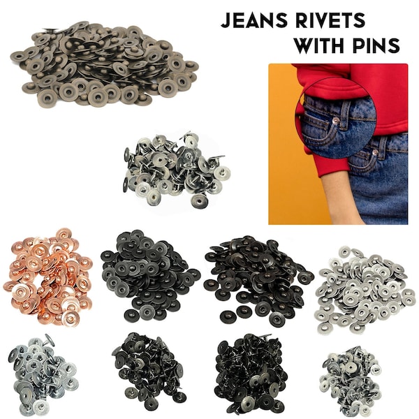 7mm denim rivets jeans decorative brass hat rivets for jeans, clothing, leathercraft