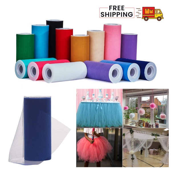 6 inches 25 Yards Multicolor Tutu Tulle Roll Fabric for Table Runner Warping Craft Bow Skirt Wedding Party Festival Decoration Free Shipping