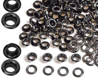 5mm Black Eyelets Grommets, Brass Eyelets Grommets, Double Sided Eyelets Grommets for Tarpaulin, Banner, Handbags, Pool Covers