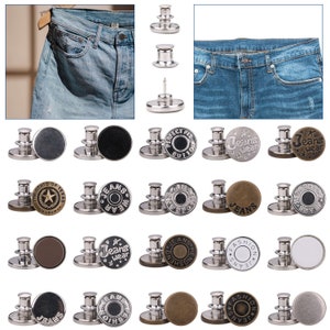 Ceryvop 8 Sets Button Pins for Jeans, Jean Button Pins for Loose Jeans, No  Sew and