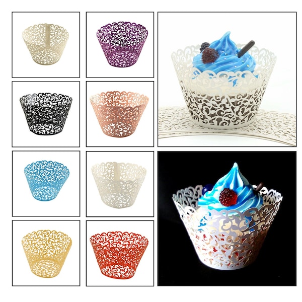 Cupcake Paper Wrapper,  Lacer Cut Cup Cake Wrapper, Cups Wraps, Cupcake Cases for Wedding Party, Birthday Party Party Decoration