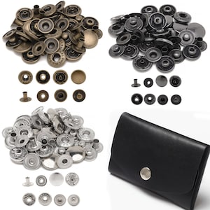 400Pieces (100 Sets) Leather Snap Fastener Kit Tool 5/8inches (15mm) Snap  Button kit Snaps for Leather Anti-Rust Fasteners for Bag, Jeans, Clothes