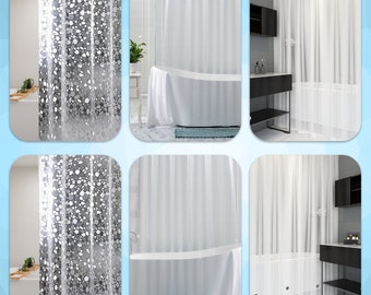 Shower Curtains with Bottom Magnets Transparent Shower Curtain Waterproof Mould Resistant Water Repellent With 12 Curtain Hook