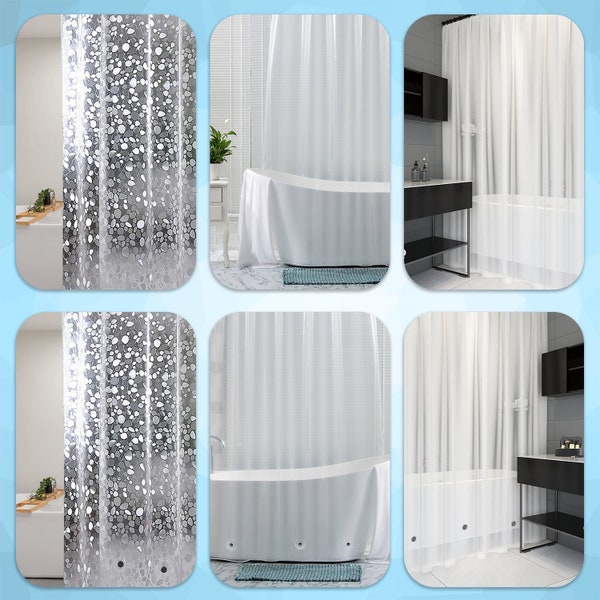 Rideaux de douche avec aimants inférieurs Rideau de douche transparent imperméable et résistant à la moisissure avec 12 crochets de rideau