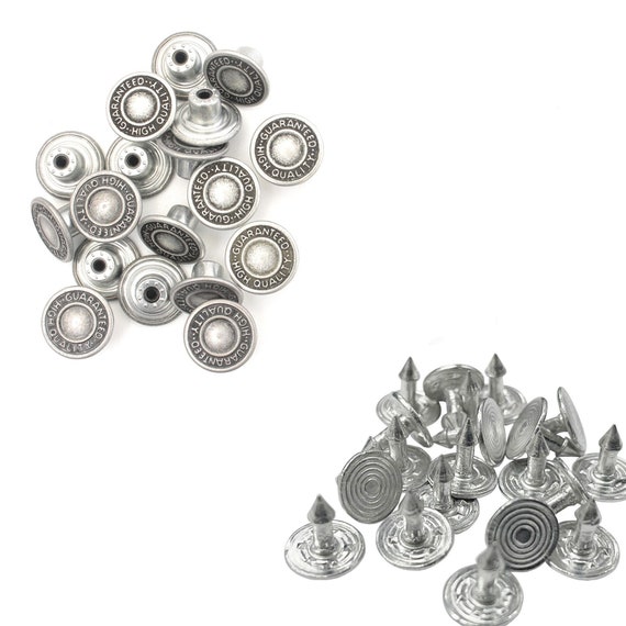 14mm Metal Jeans Buttons, No Sew Tack Buttons With Metal Pin, Pinback Jeans Buttons  for Jeans, Jackets, Denim, Trouser, Skirts 