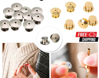 Locking Pin Backs, Metal Pin Locks, Pin Back Clasps, Back Metal Pins, Replacement Pin Backs for DIY Craft, Clothing, Brooch, Badges