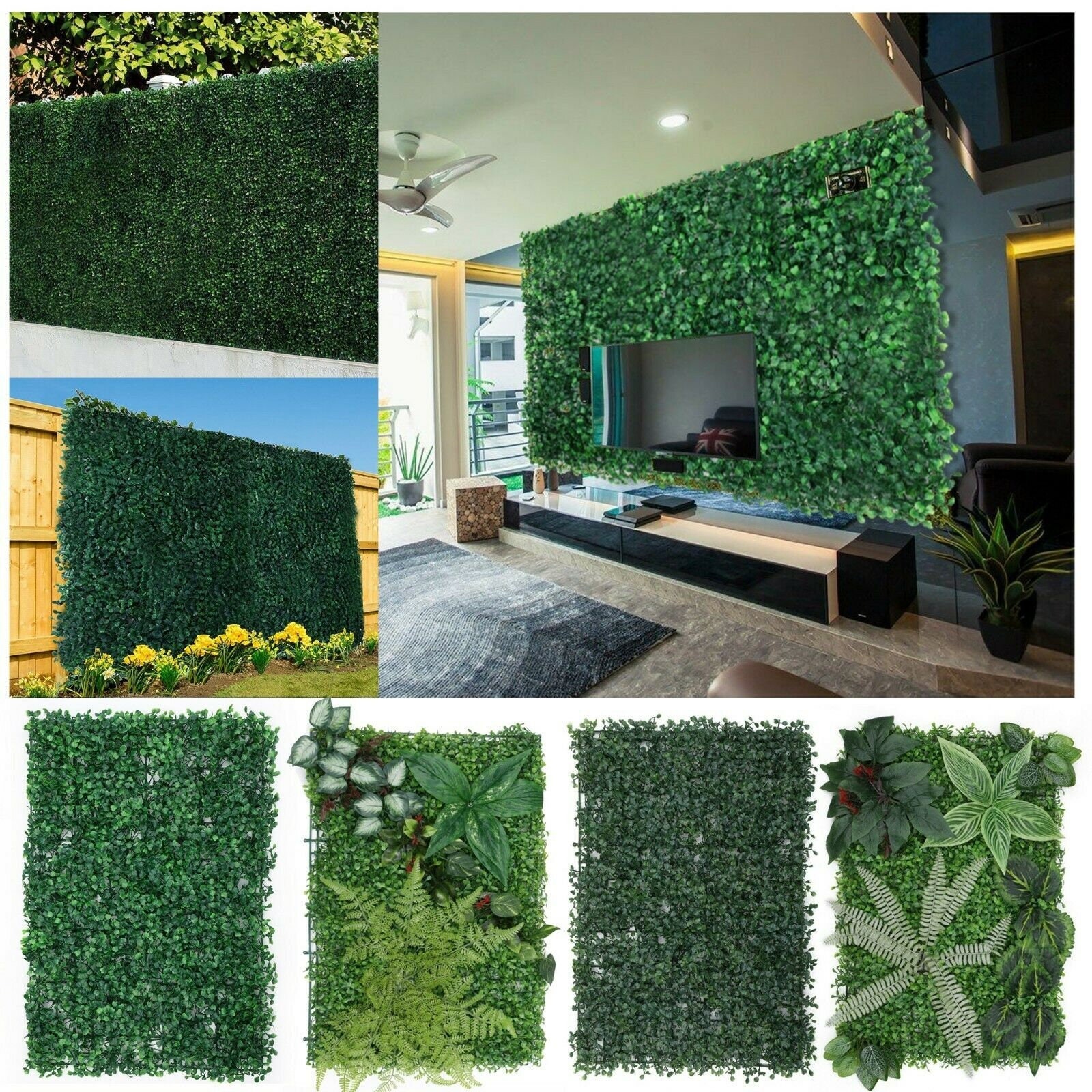 6pcs Artificial Hedge Panels Green Grass Backdrop Wall Fake Hedge for