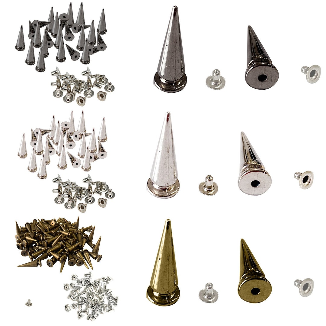 Plastic Spike Cone Studs, Long Spike Studs, Punk Studs, Long Spike Punk Rivets With Brass Pin
