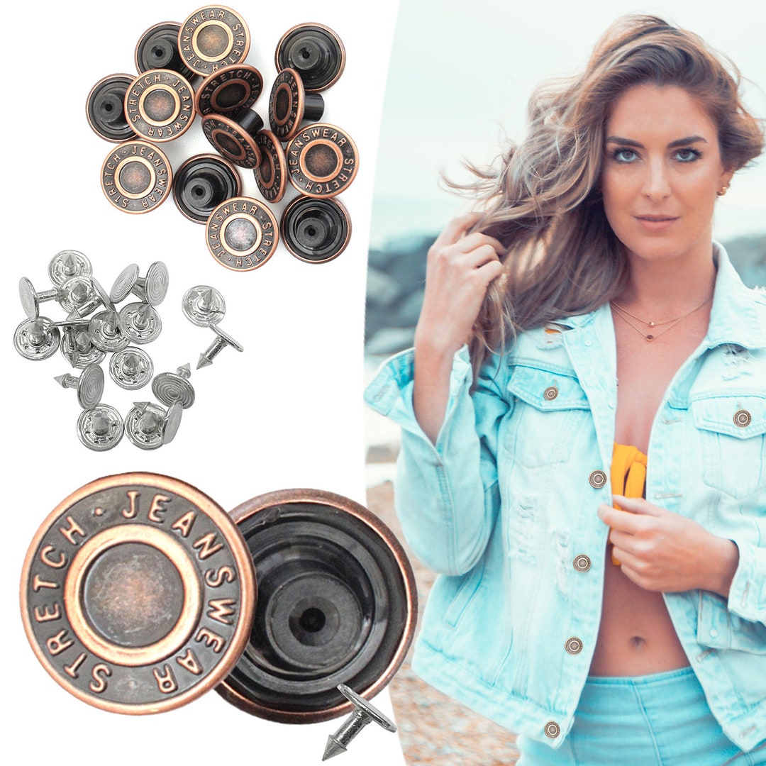 Jeans Button, No Sew Tack Buttons, Pin Back Jean Buttons, Hammer on