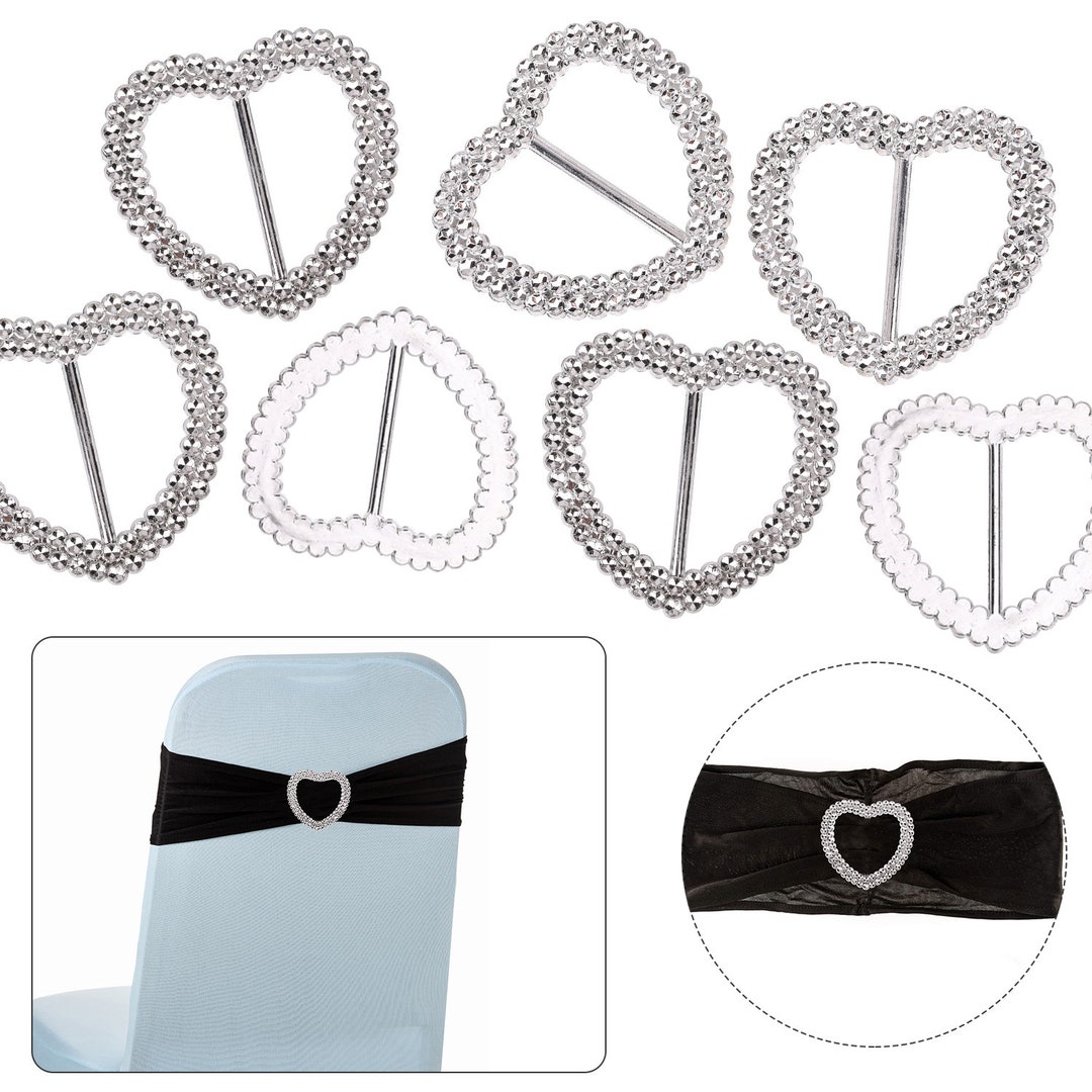 Chair Silver Slider Buckle, Chair Sash, Rhinestone Chair Bows, Crystal ...