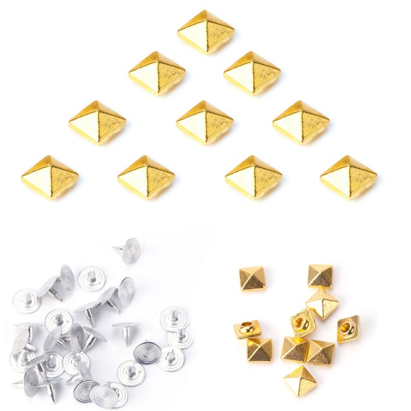 Pyramid Spike Studs, Spike Punk Head Square Studs, Nail Head Rivets, Metal Pyramid Shape Studs for Shoes, Bags, Clothing, DIY Craft