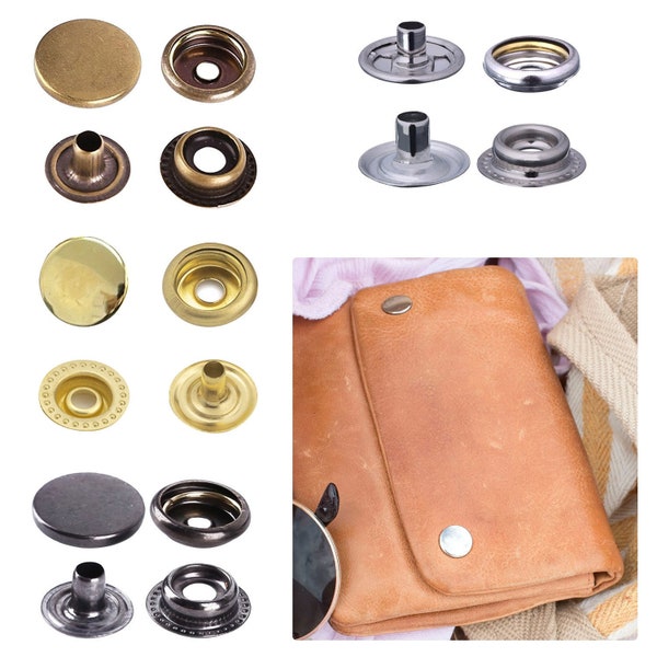 20mm press studs 4 parts snap fasteners buttons for jackets, leather crafts, purses, diy projects