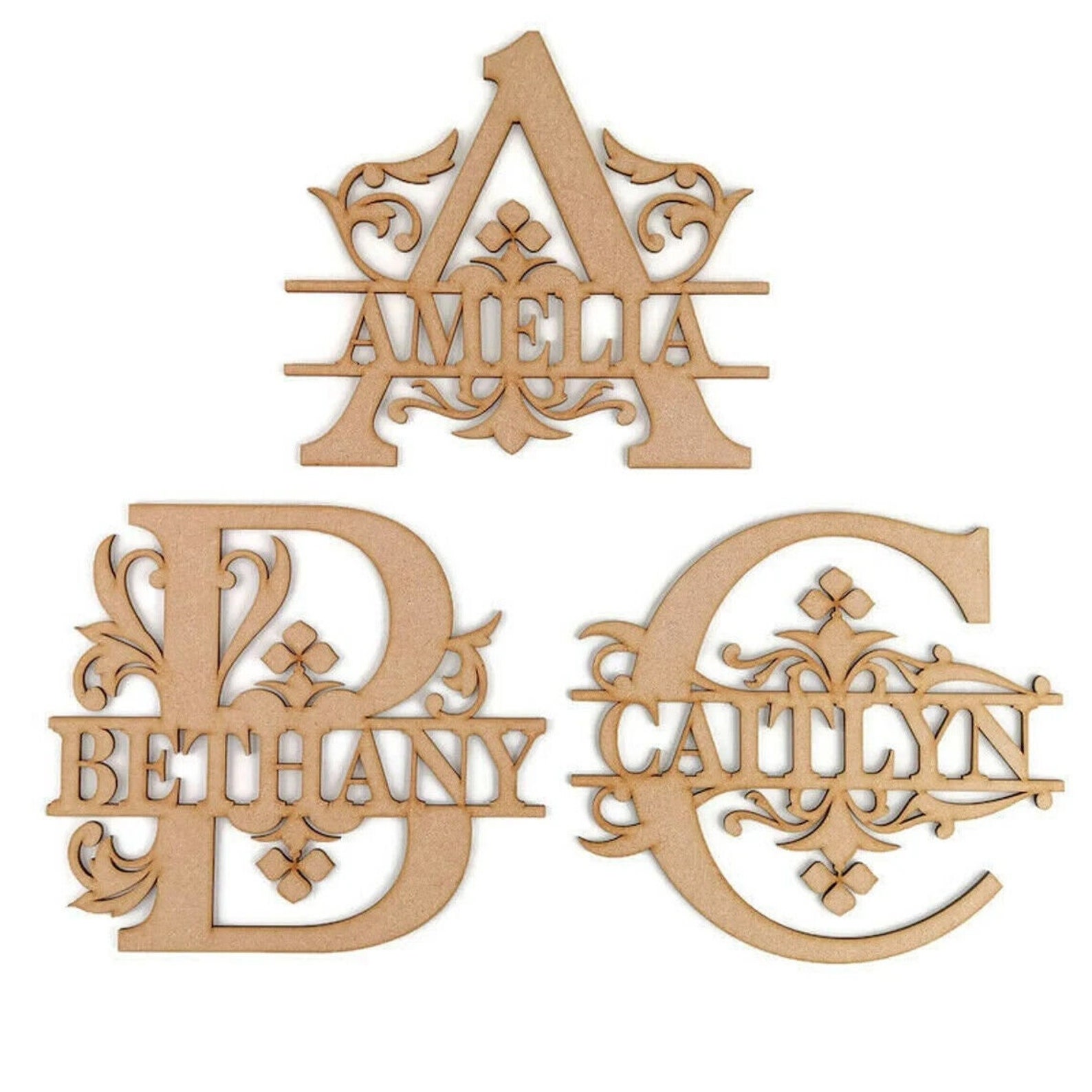 Wooden Monogram Letters Personalized Name Door Sign Crafts Wedding