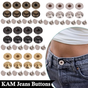 Jean Buttons 17mm Button Pins for Jeans No Sew Instant Button