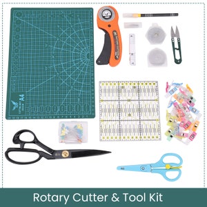 Rotary Cutter Set pink - Quilting Kit incl. 45mm Fabric Cutter, 5  Replacement Blades, A3 Cutting Mat, Acrylic Ruler and Craft Clips - Ideal  for
