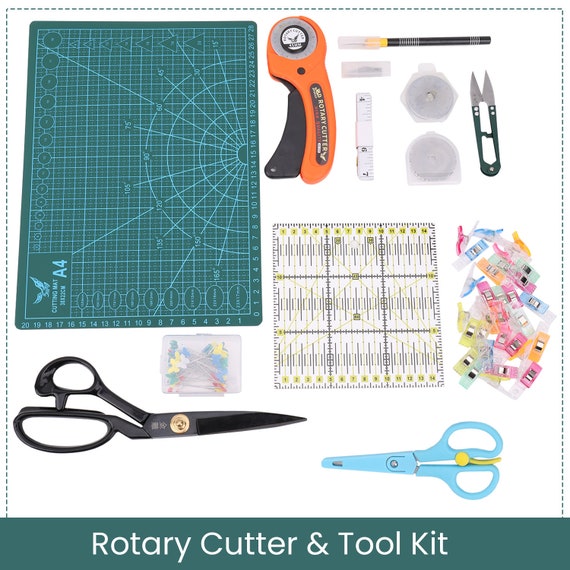 Rotary Cutter Set, Wheel Fabric Cutter, A4 Patchwork Ruler, Carving Knife,  Scissor, Sewing Clips for Crafting, Sewing, Patchworking 