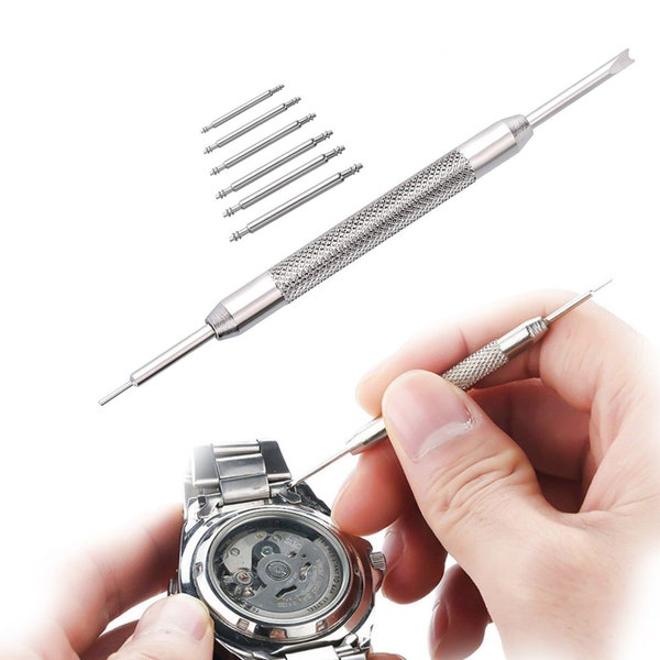 Metal Spring Bar Watch Band Strap Link Pin Remover Tool with Extra 6 Pins for Watchmakers, Repair Watch, Bracelet, 75mm Free Shipping UK