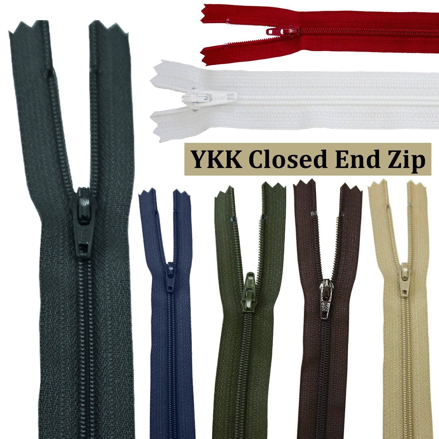 YKK Antique Brass Metal Zip Open End Strong Long Zipper Size 5