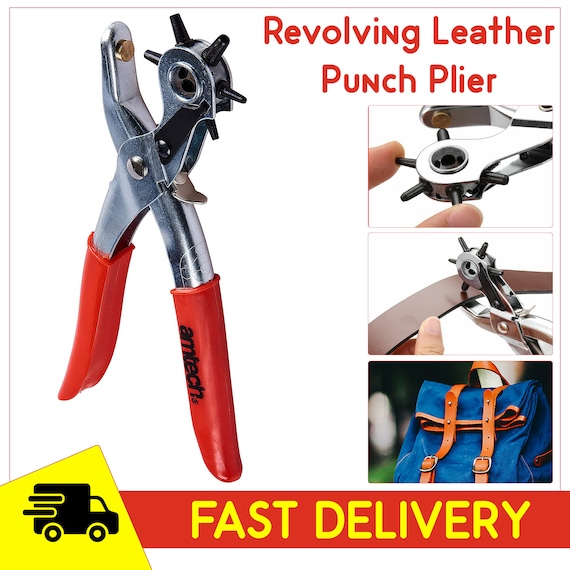 6 Sized 9'' Leather Hole Punch Heavy Duty Hand Pliers Belt Holes