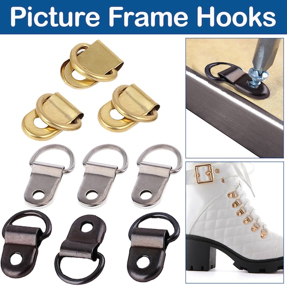 10mm D Ring Hooks With Single Hole for Picture Frame Hangers Clips for  Hanging Family Photo Frames, Clocks, Art Crafts, DIY Projects 