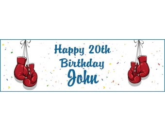 2 Personalized Birthday Banners Boxing Gloves Boxer Sports Party Wall Posters Happy Birthday Poster Boxing Gloves Boys Banner