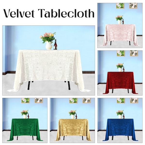 Velvet Square Tablecloth, Velvet Table Cover, Dinning Tablecloth, Soft Tablecloth for Wedding, Kitchen, Banquets, Ceremony Reception