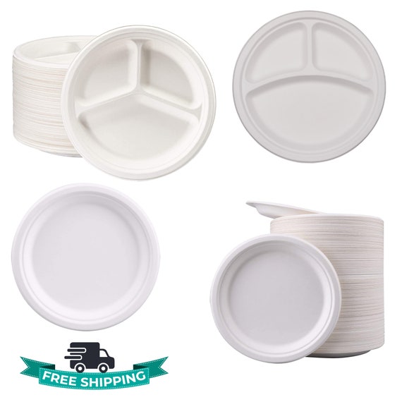 100% Compostable 6 inch Paper Plates, Heavy Duty Paper Plates