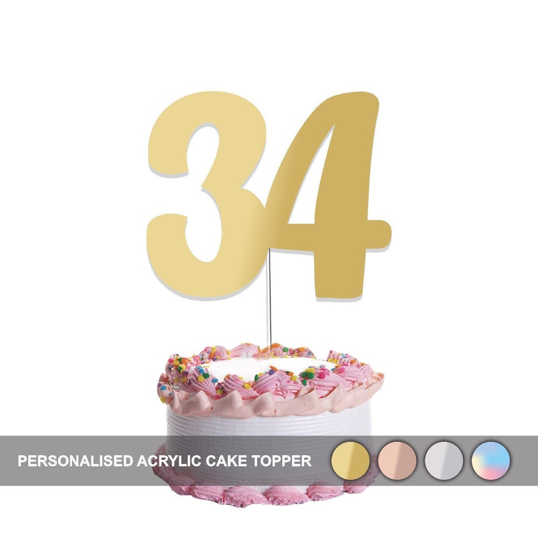 Personalized Large Number Cake Topper, Acrylic Mirror Cake Topper ...