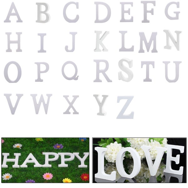 White wooden alphabet letter for kids game education projects art & crafts works home decoration accessory