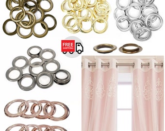 30mm Curtain Eyelets Grommets, Brass Eyelets Grommets Ring with Brass Eyelets Washers for Curtain, Tarpaulin, Canvas, Banners