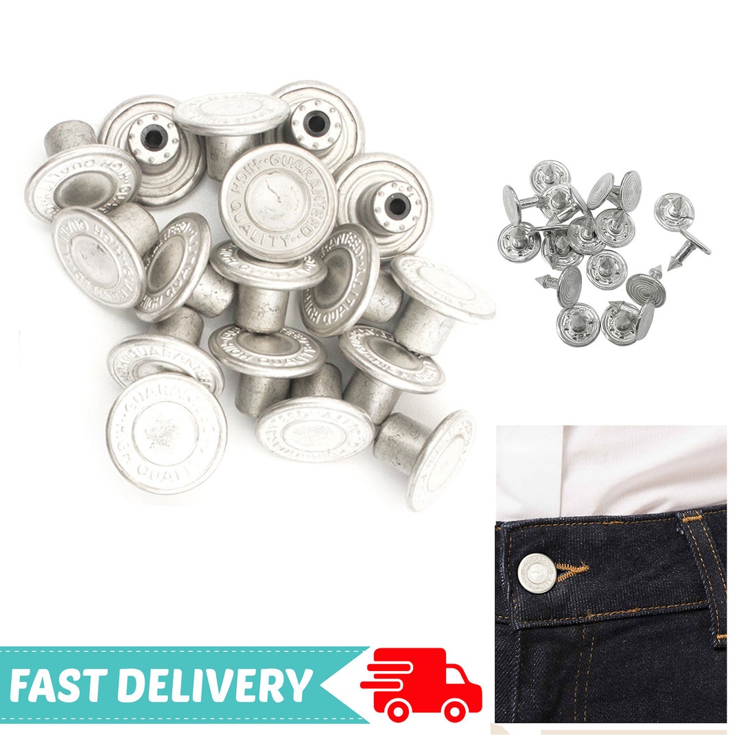 14mm Metal Jeans Buttons, No Sew Tack Buttons, Hammer on Jeans Buttons