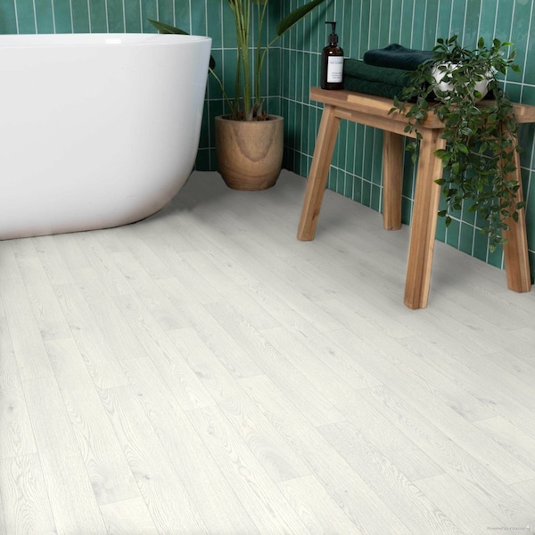 White Wood Effect Sheet Vinyl Flooring Roll For Bathrooms, Kitchens and Hallways