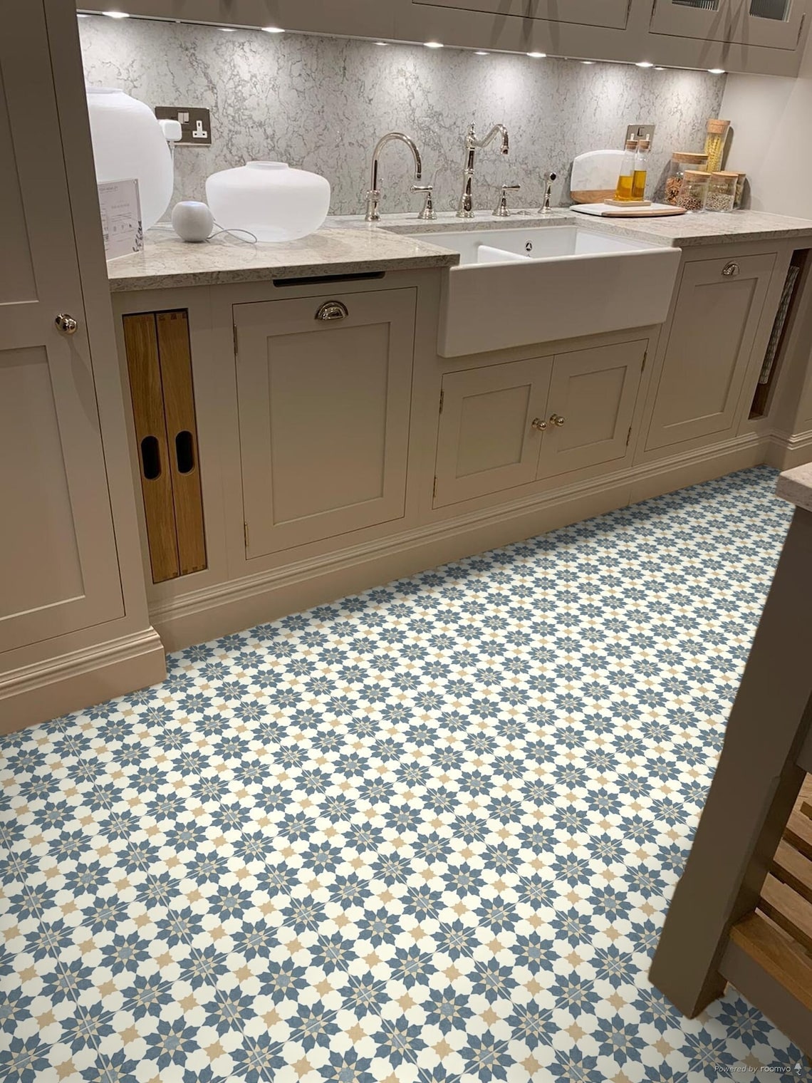 cushioned-vinyl-flooring-sheet-in-blue-and-white-moroccan-tile-effect
