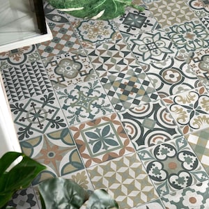 Moroccan Tile Effect Sheet Vinyl Flooring in Multicoloured Pattern For Kitchen and Bathroom Floors - Casablanca