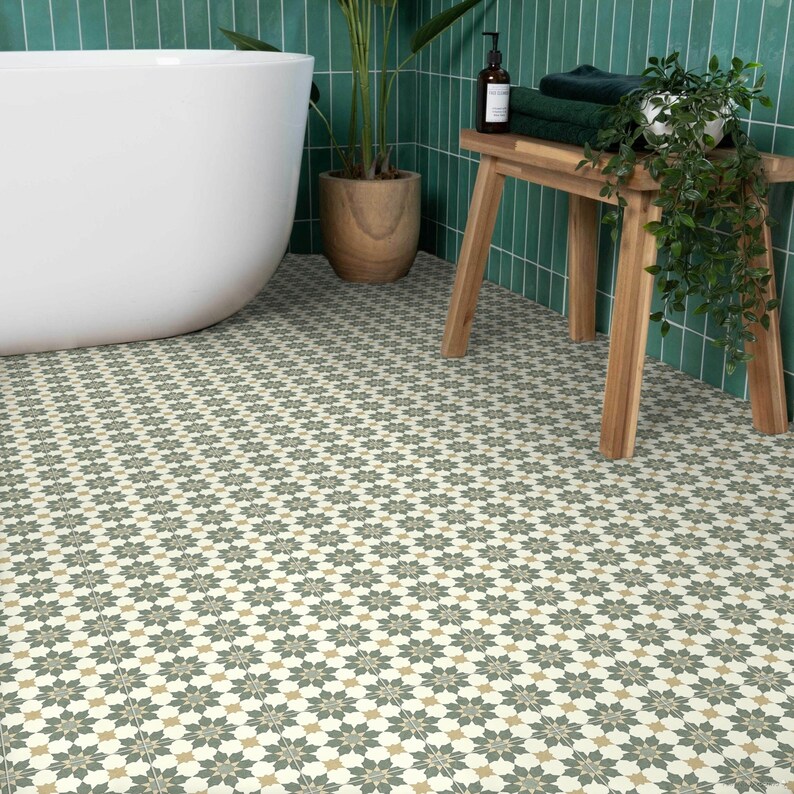Sheet Vinyl Flooring Lino in Decorative Moroccan Style for Bathrooms ...