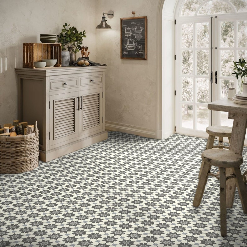Moroccan Tile Effect Sheet Vinyl Flooring Lino for Kitchens, Bathrooms