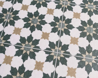 Sheet Vinyl Flooring Lino in Decorative Moroccan Style For Bathrooms, Hallways and Kitchens - Arabian Green