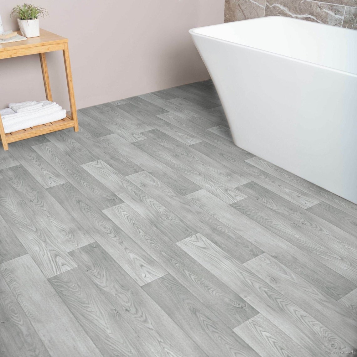 Grey Wood Effect Sheet Vinyl Flooring Lino in Random Plank Pattern for