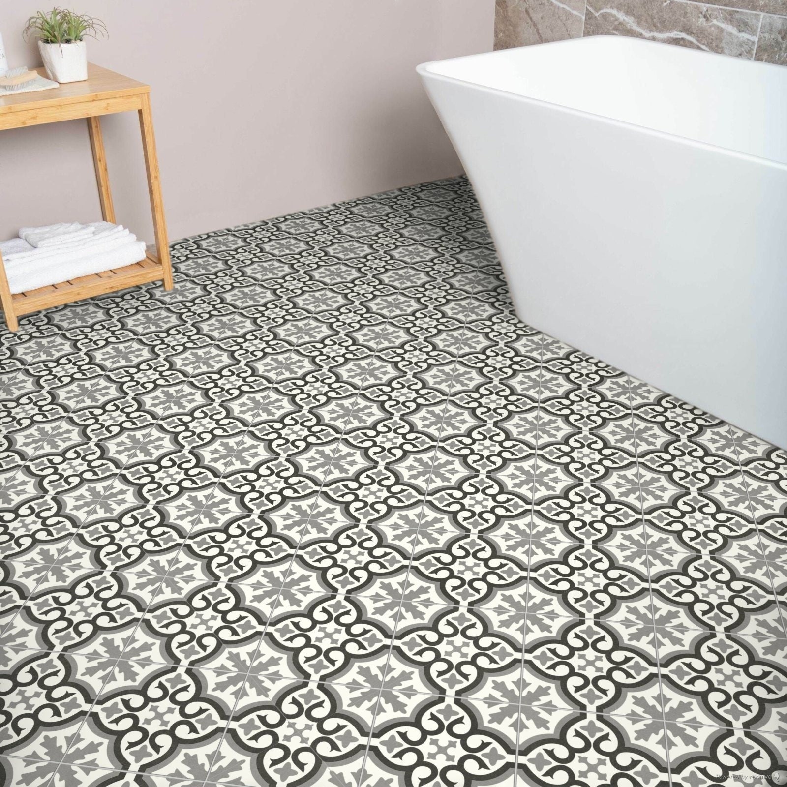 Sheet Vinyl Flooring in Grey Moroccan Tile Effect for Kitchens and ...