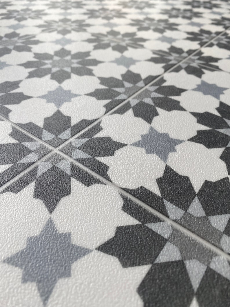 Moroccan Tile Effect Sheet Vinyl Flooring Lino for Kitchens Bathrooms ...