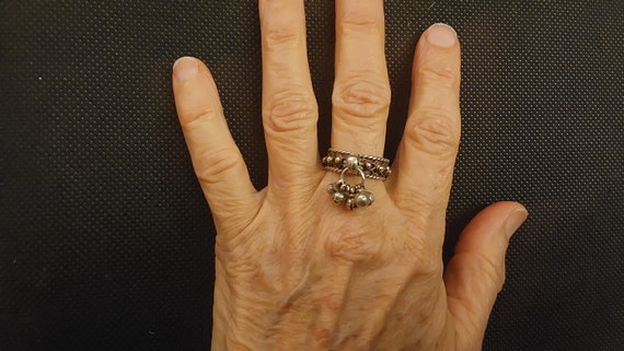 High content Silver Dangling Charm Ring Size 7 - image 1