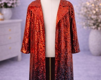 Chaqueta larga de lentejuelas para niñas – Disfraz para espectáculos pop, atuendo brillante para el escenario