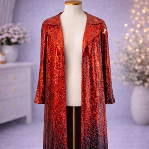 Red & Black Sequin Duster Jacket – Iconic Pop Tour–Inspired Performance Costume