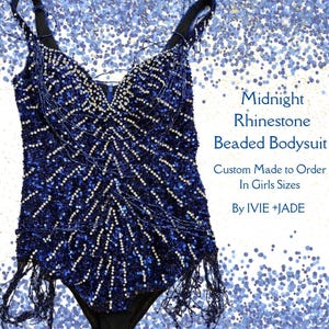 Girls Unique Bejeweled Midnight Era Bodysuit | Sparkly Celebrity Inspired Rhinestone Bodysuit | Taylor Concert Tour Outfit Replica